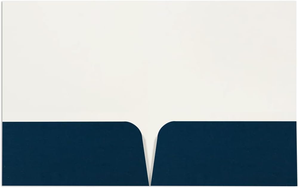 JAM PAPER Custom Printed Semi-Gloss Folders with Round Corner Pockets - Personalized Logo & Text - 10 pt C2S - Navy Blue - 250/Pack