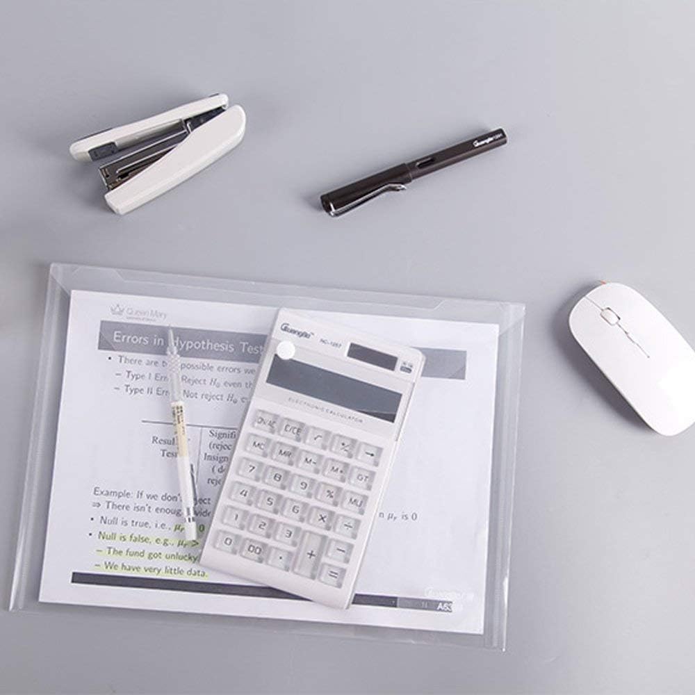 Plastic Envelopes with Button Snap Closure, 20pcs Clear Poly Folders for Documents, Letter Size, A4 Size, for School and Office Supplies