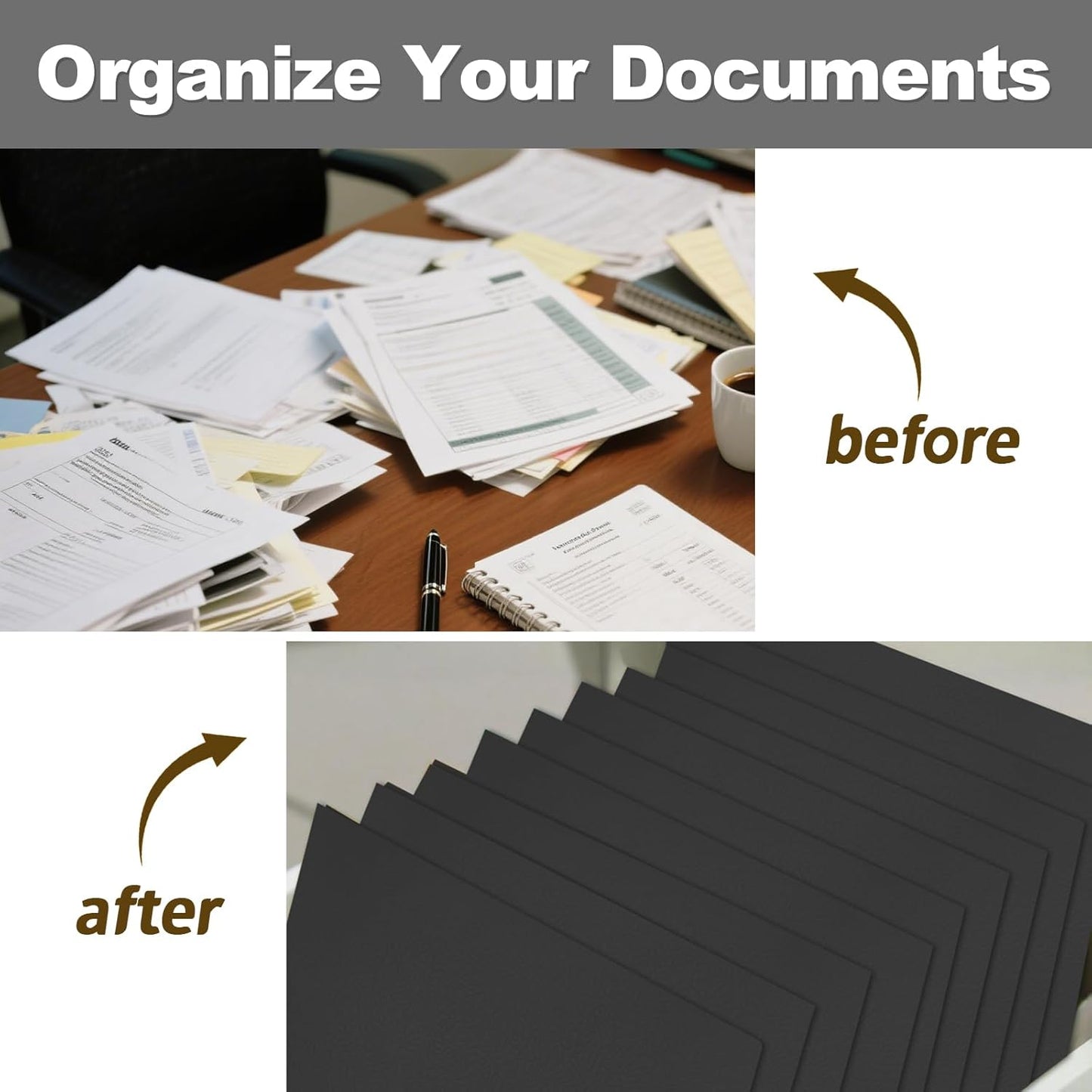 Folders with Pockets, LAYZZ 30 Pack Paper Pocket Folders, 2 Pocket Folders Fits Letter Size Paper, for School Office and Home (Black)