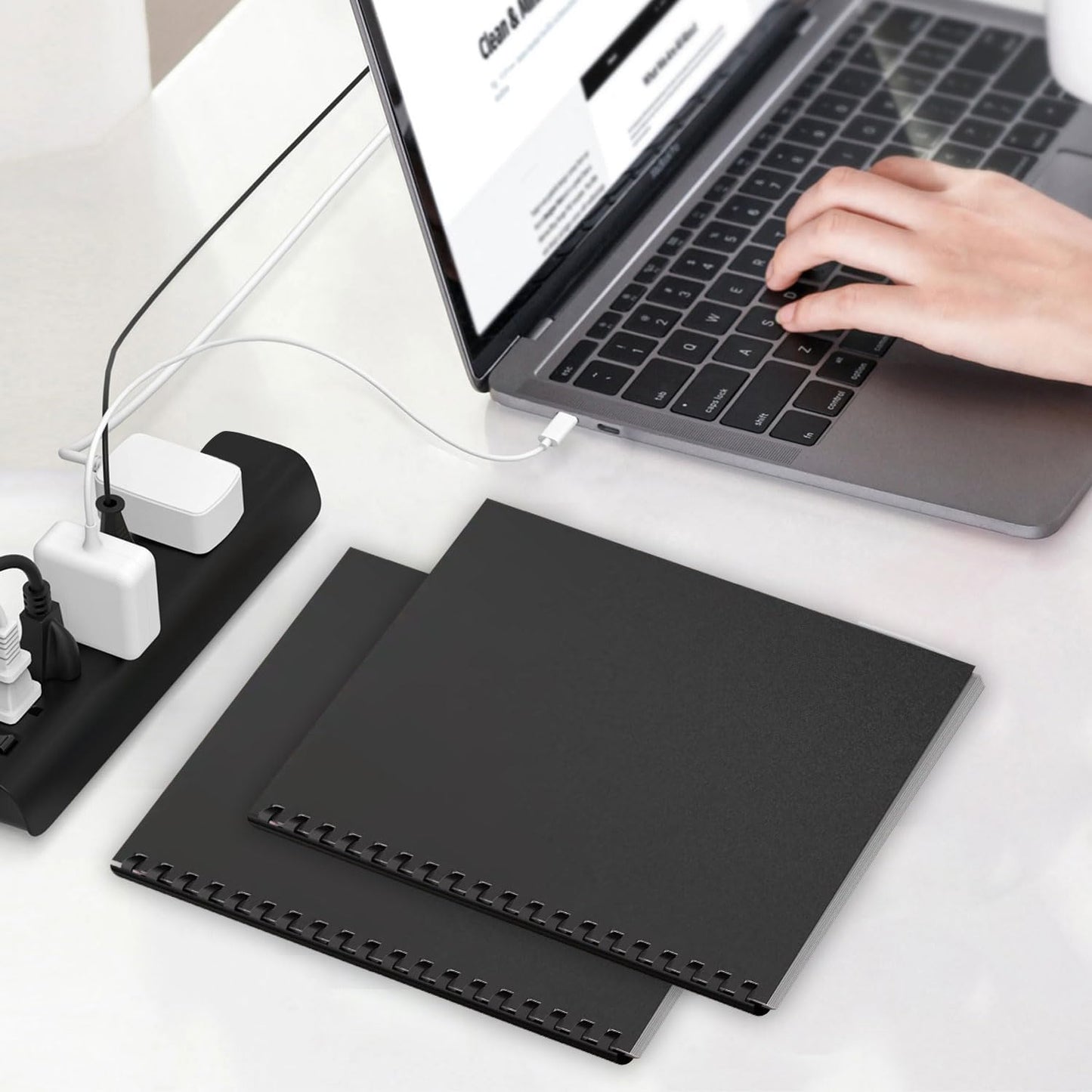 HOUYEE 200 Pack 16 Mil Poly Binding Covers,Sand Texture Binding Presentation Covers,8.5x11 Inches,Letter Size,Black,Square Corners,Un-Punched