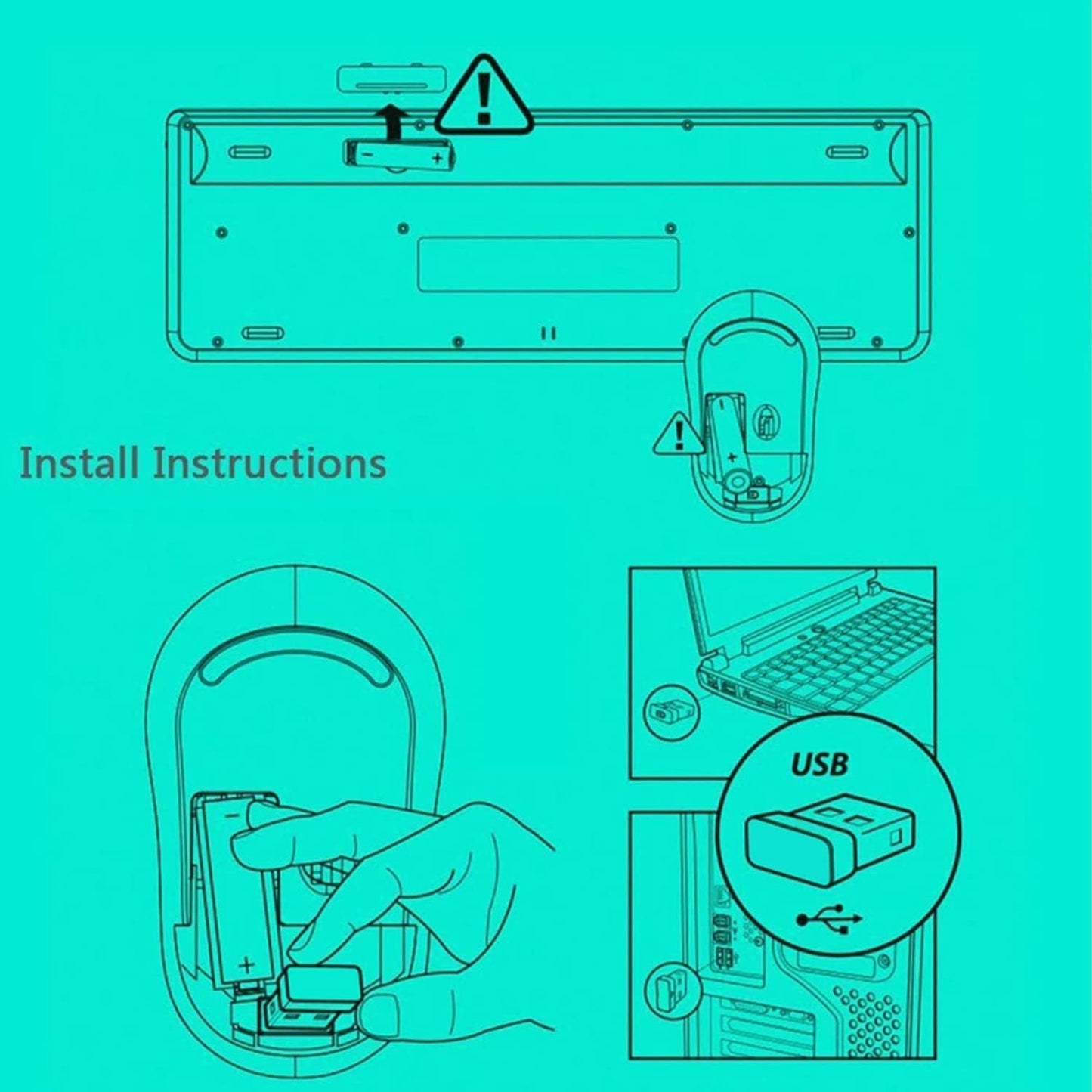 Wireless Keyboard and Mouse Combo, 2.4 GHz Full-Sized Typewriter Keyboard and Mouse Wireless with Round Keycaps for Windows, Computer, Desktop, PC, Laptop (New BlackColorful)