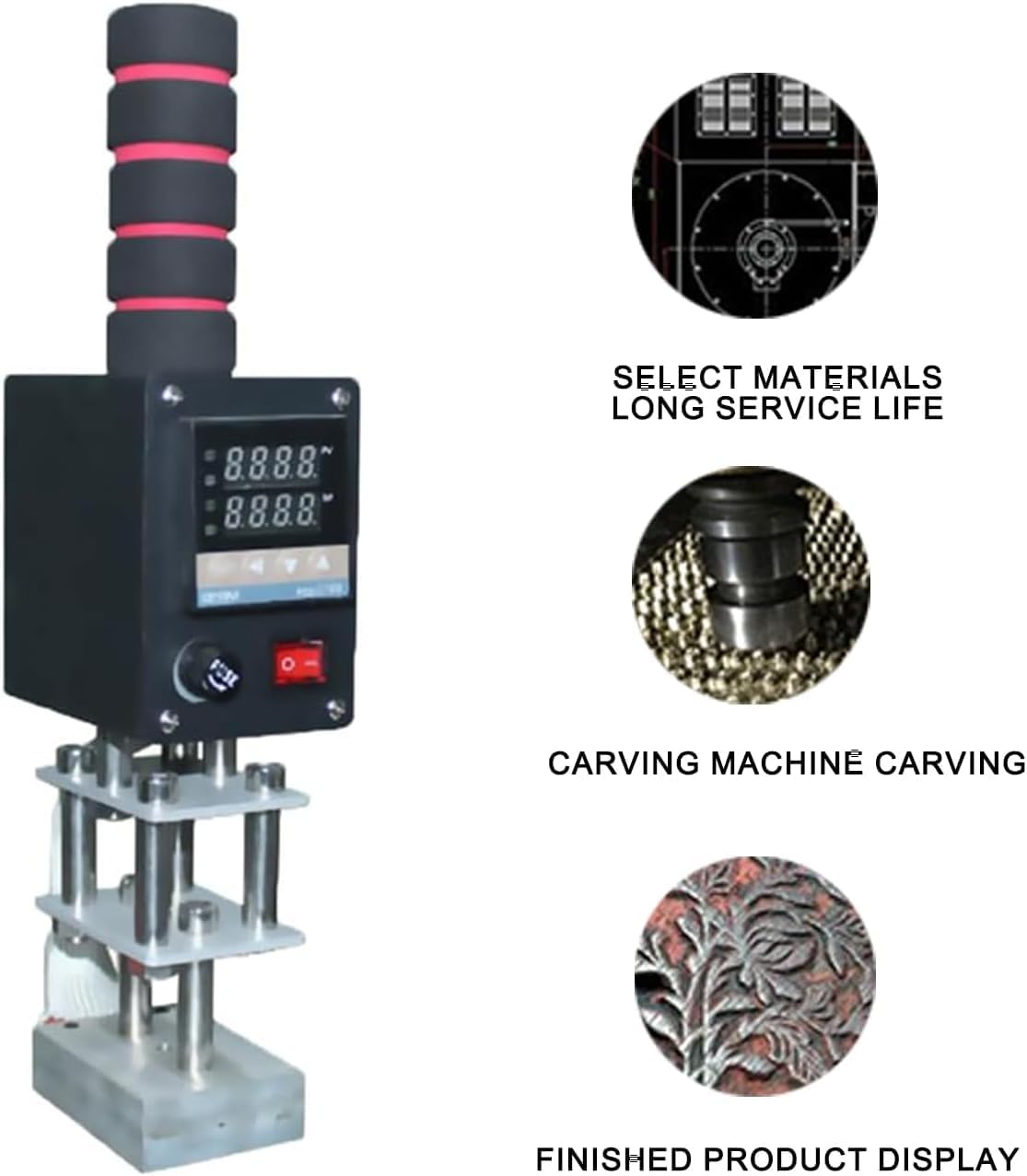 Embossing Machine, 110V 500W Handheld Portable Hot Stamping Branding, Machine Heat Press Digital Leather Tool, Paper Wood Custom Logo Food Foil Stamp Printer (Precise Location 8-10cm)