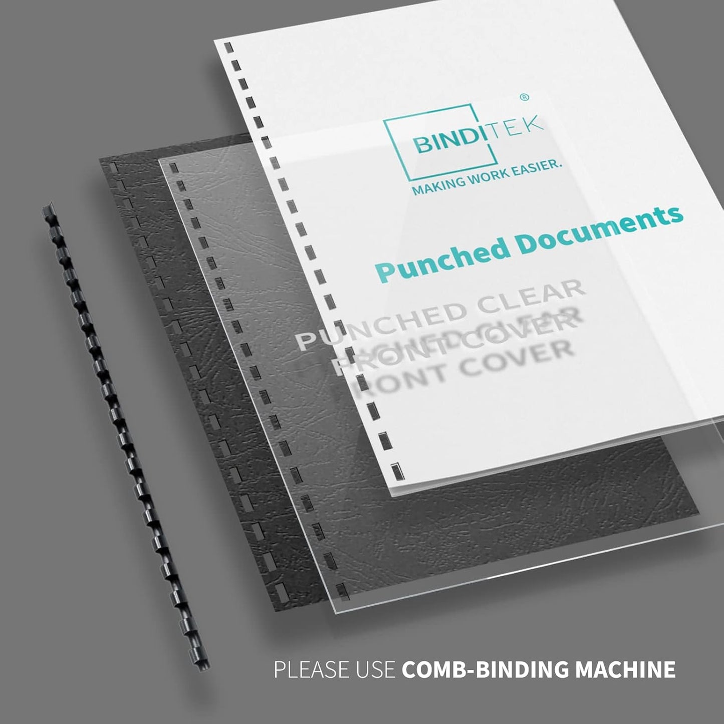 Binditek 100 Pack Plastic Binding Comb Spines, 1/2 Inch Diameter, 90 Sheet Capacity, for Letter Size, Black, for Students and Coworkers