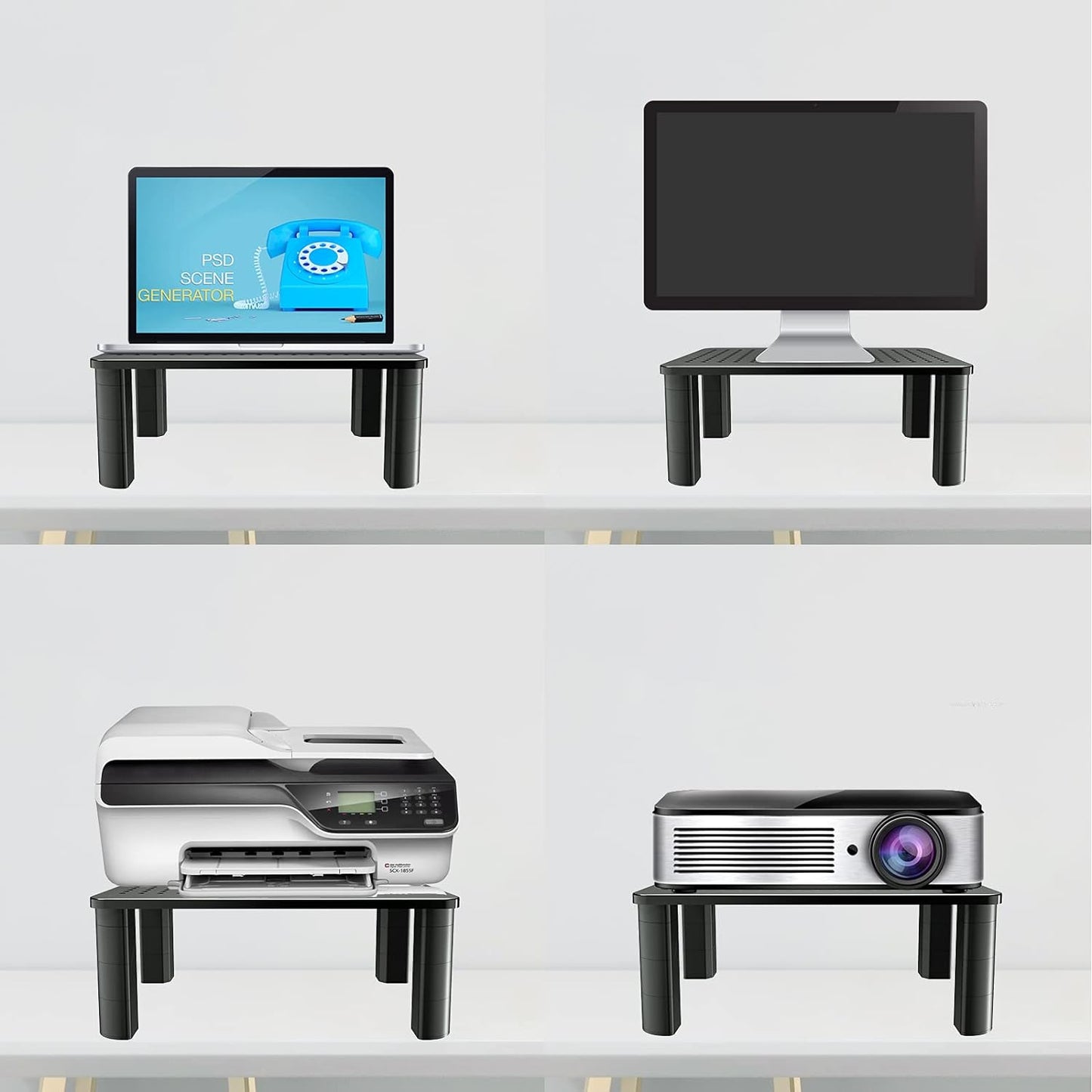 Pholiten Monitor Stand Riser 3 Height Adjustable, Desk Organizer for Monitor with Airflow Vents, Laptop Stand for Desk, Up to 44lbs