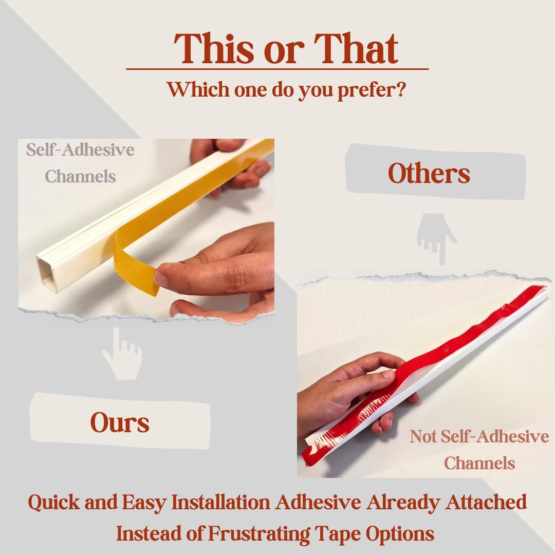 Cord Hider, Wire Cover, Cord Covers Wall Mounted TV, Cable Hider, 315 in Paintable White Raceway Kit, Electrical Cords Concealer, Cable Management, Hide Cords Wall, Wire Molding, Adhesive Channel