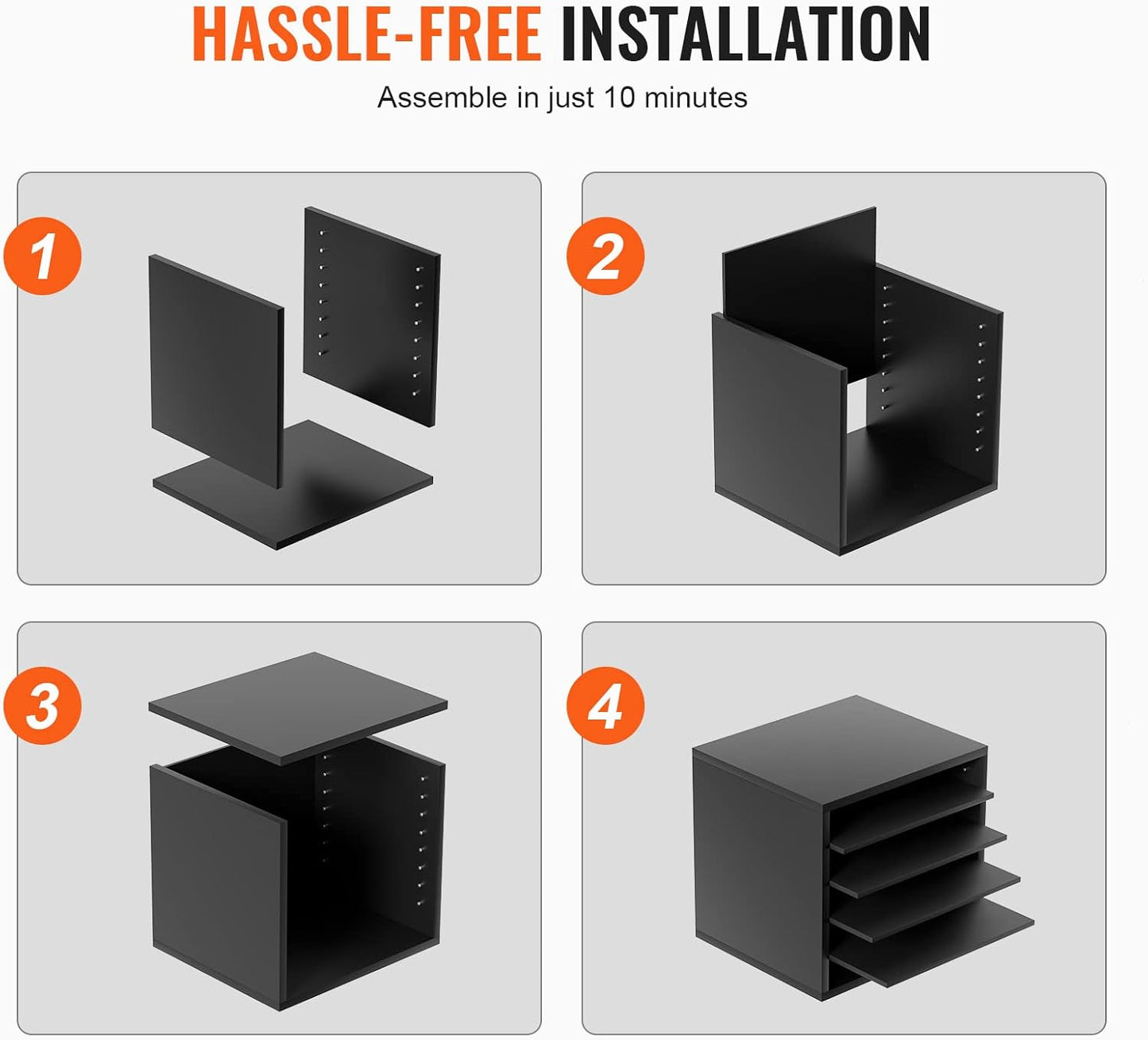 VEVOR Literature Organizers, 5 Compartments Office Mailbox with Adjustable Shelves, Wood Literature Sorter 13.9x12x13 inches for Office, Home, Classroom, Mailrooms Organization, EPA Certified, Black