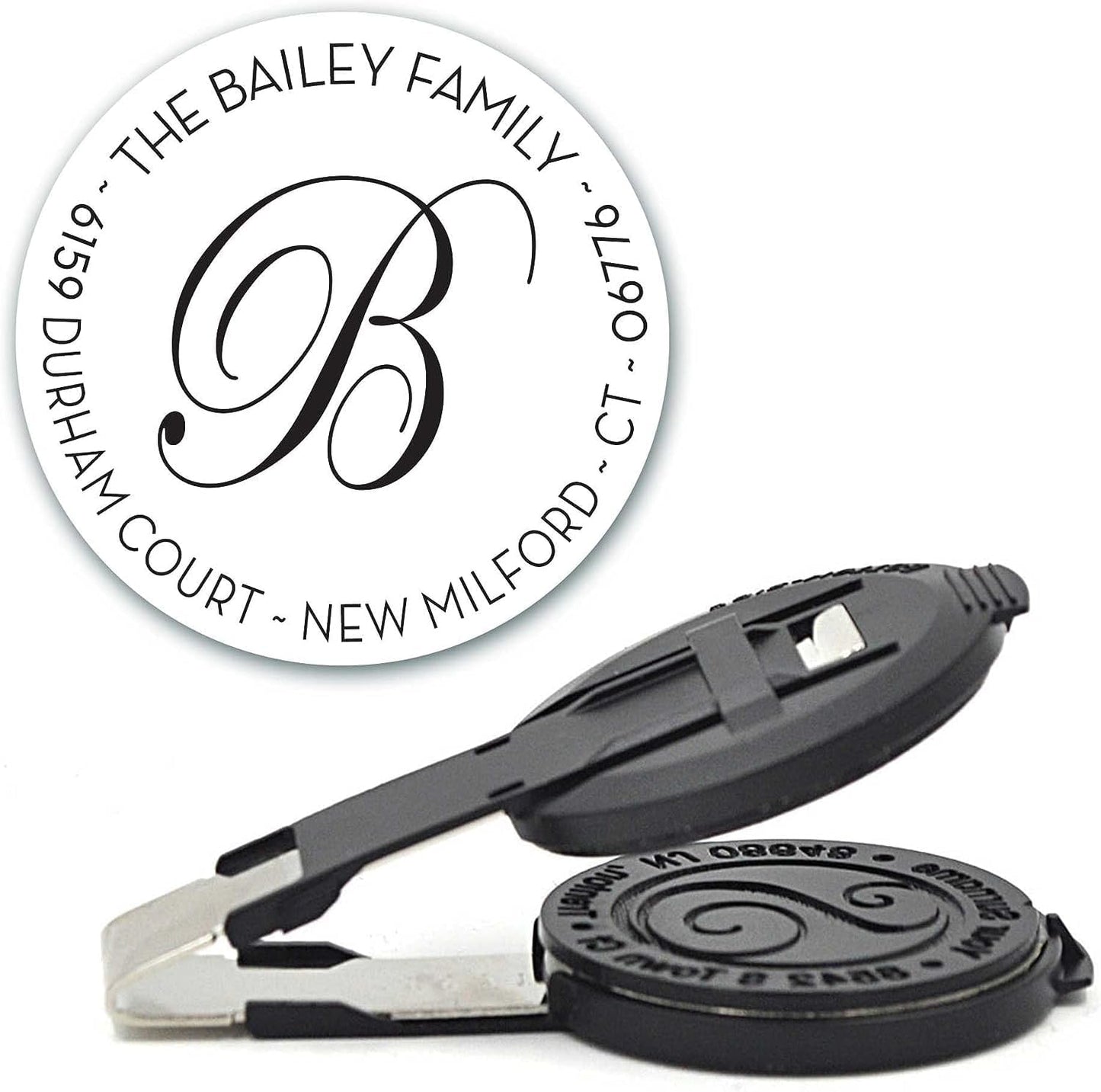 Custom Monogram Address Embosser - Personalized Round Seal - Insert Only - Style EM028
