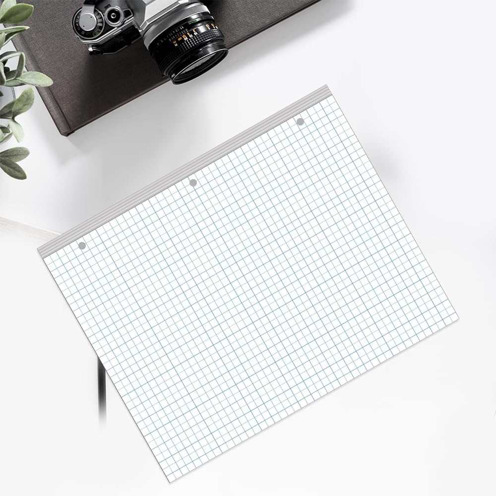 (3-Pack) A4 Grid Filler Paper - 3-Hole Graph Paper, Letter Size 300Sheets / 600Pages Loose-Leaf Paper, 100gsm White Paper, 8.5'' x 11''