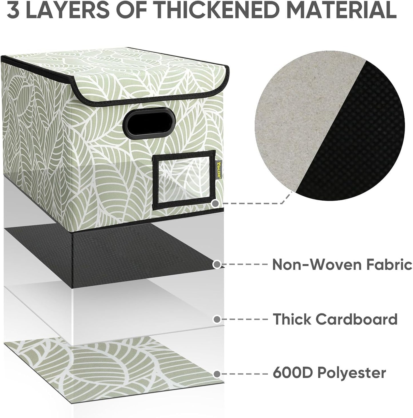 BALEINE File Organizer Box with Lid, Collapsible File Folder Organizer with Plastic Slide, Hanging File Folder Box for Office Document Storage (2 Pack, Antique Foliage)