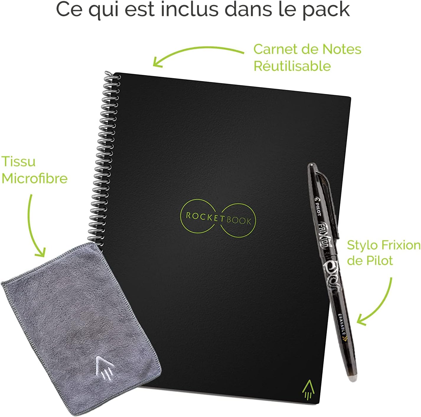 Rocketbook Fusion Reusable Undated Productivity Planner, Executive Size 6x8.8, Navy Blue - Goals, Monthly and Weekly Calendar, Daily To-do List, Lined and Dotted Notes Pages