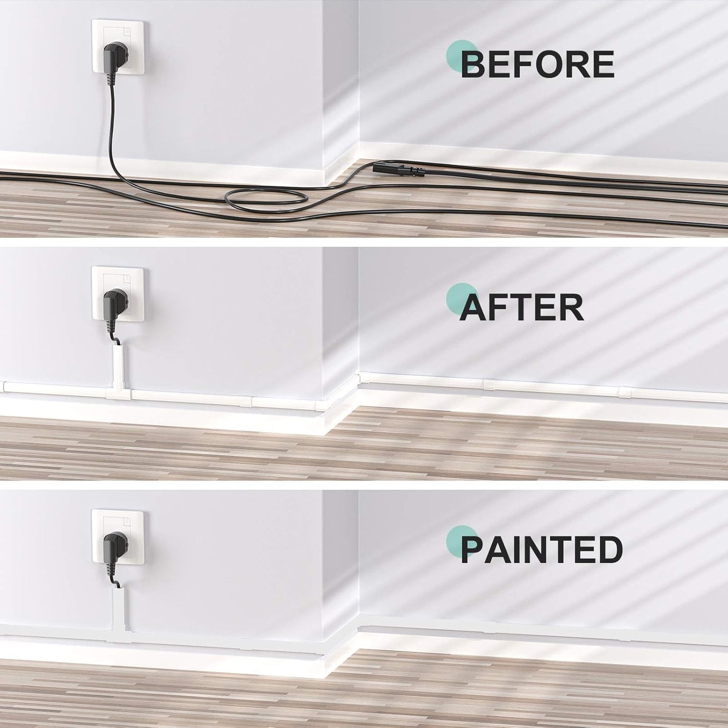 Delamu Cord Hider, 254in Cable Hider Cord Covers for Wires on Wall, Wire Covers for Cords, Wire Hiders for TV on Wall, TV Cord Hider for Wall Mounted TV, Cable Management, 15x L16.9 W1.18 H0.6in