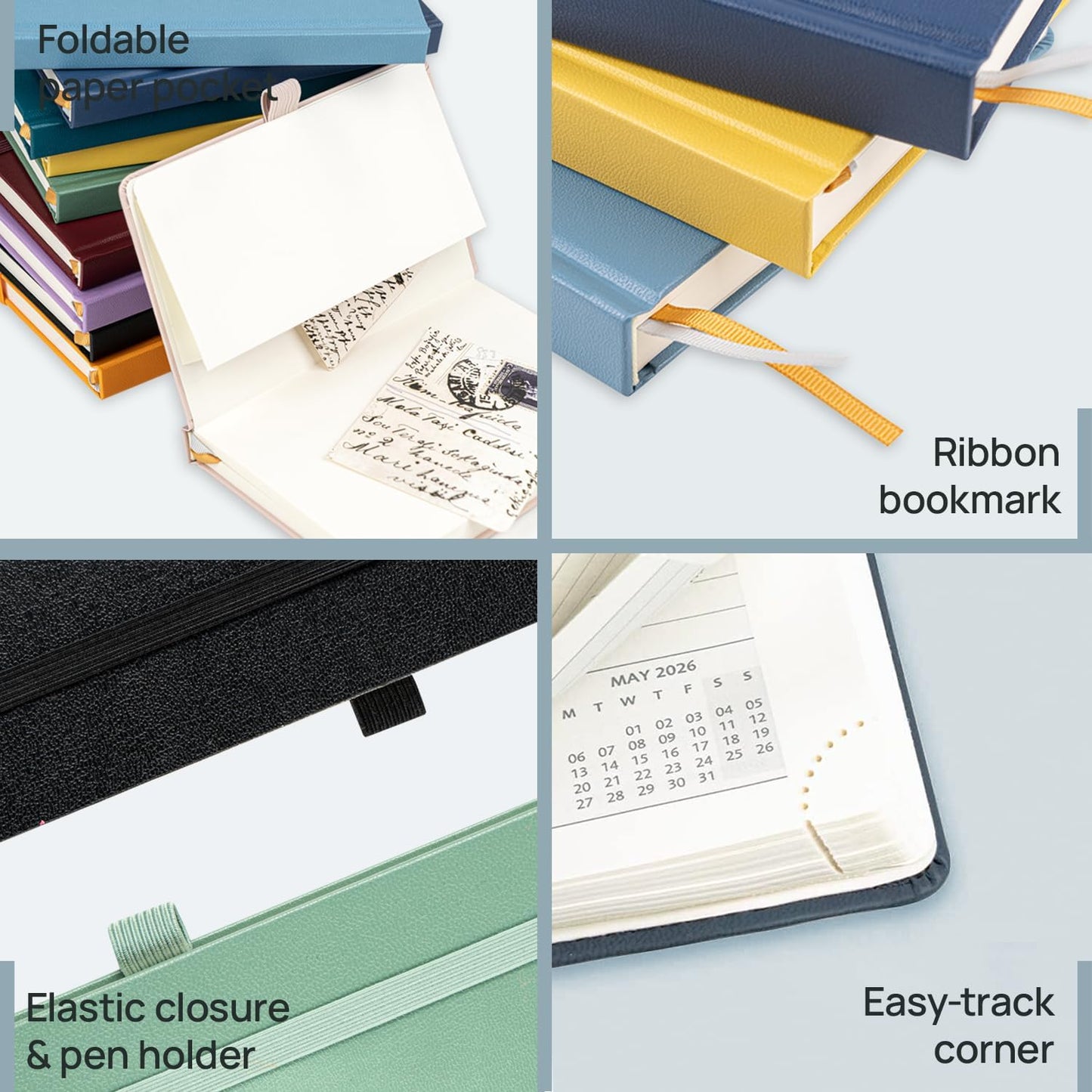 POPRUN 2026 Daily Planner One Page Per Day A6 Size Calendar (4.25" x 6.25") - 12 Months Hourly Appointment Book with Hardcover, Monthly Tabs, Inner Pocket, Pen Holder - Violet