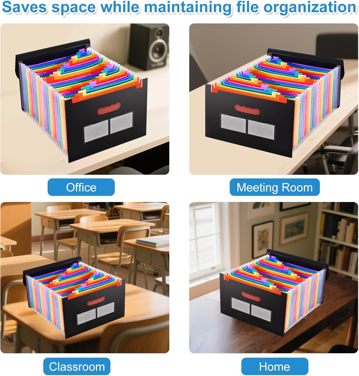 Accordion File Organizer, Expanding File Folders, 25 Pockets Bill Receipt Organizer with Colorful Tabs, Desktop Folders Letter A4 Paper Document Storage for Home Office