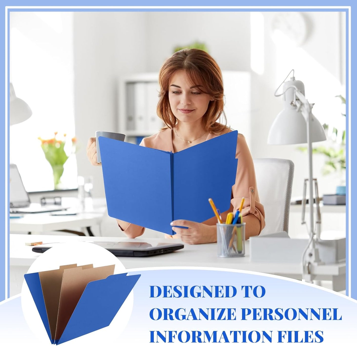 12 Pcs Classification Folders Letter Size, 2 Pocket Dividers Pressboard File Folder with Fasteners, Expanding File Organizer Bulk for Teachers, Clergy, Office, Church, Christmas (Dark Blue)