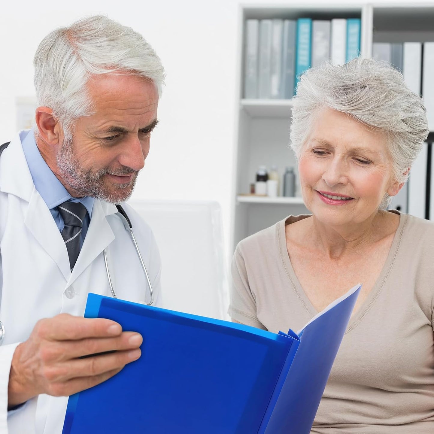 Patelai 48 Pcs Plastic Folders with 2 Pockets and 3 Prongs Home Folders with Card Slot Letter Size Heavy Duty Report Covers for Back to School(Blue,Classic)