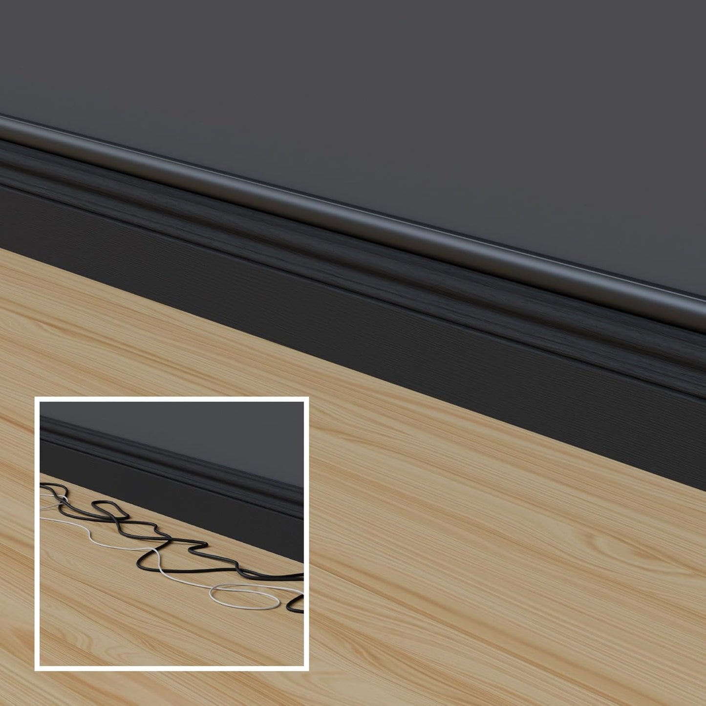 D-Line Half Round Cord Hider, Patented Cable Cover, Hide TV Wall Mount Wires, Raceway for Cords, Decorative Wire Covers, Paintable, Adhesive Cable Concealer - 2X 1.18in W x 0.59in H x 39in L - Black