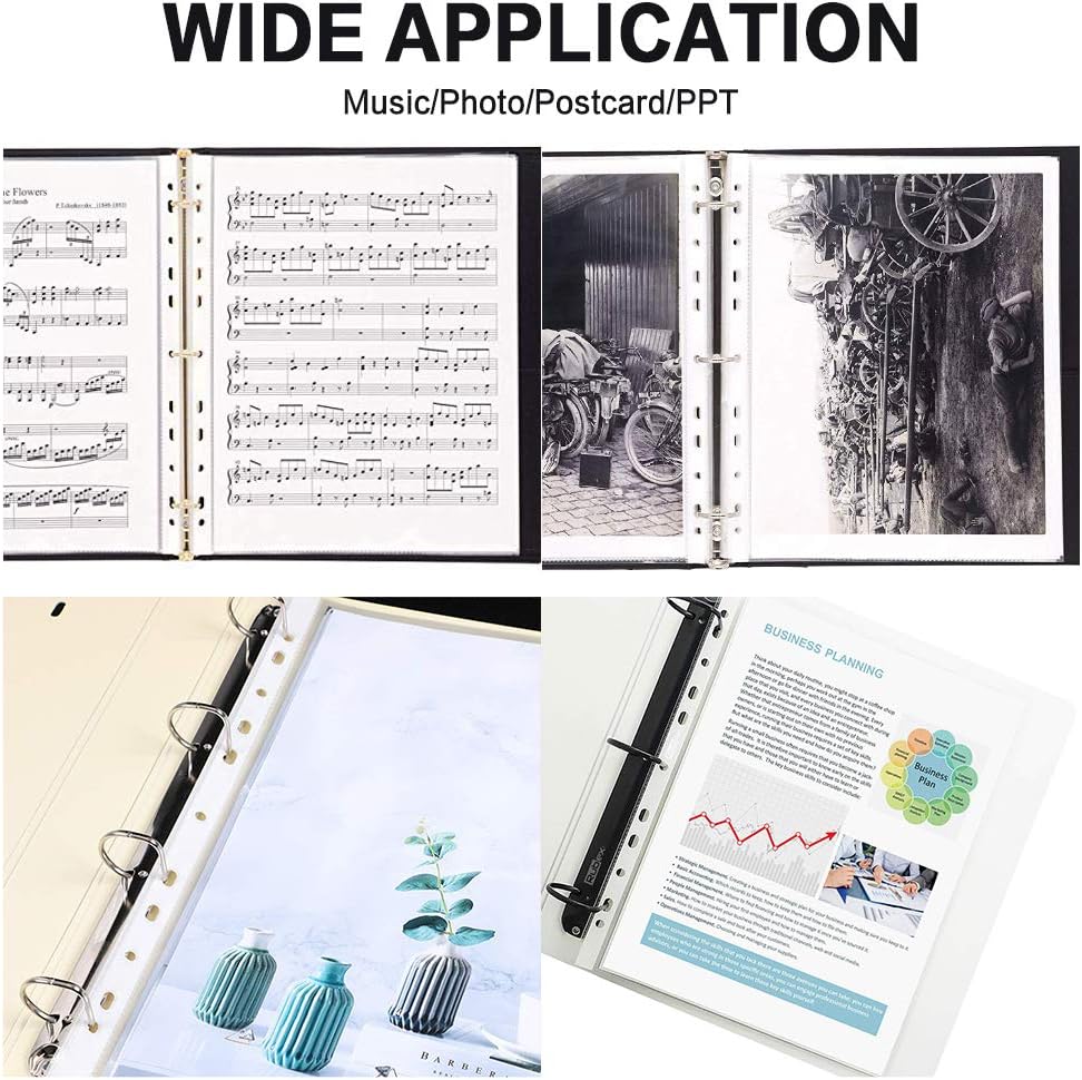 Sheet Protectors, HERKKA 300 Pack Heavy Duty Clear Plastic Page Protectors Sheet Reinforced 11-Hole Fit for 3 Ring Binder Fits Standard 8.5 x 11 Paper, 9.25 x 11.25 Top Loaded, Acid Free