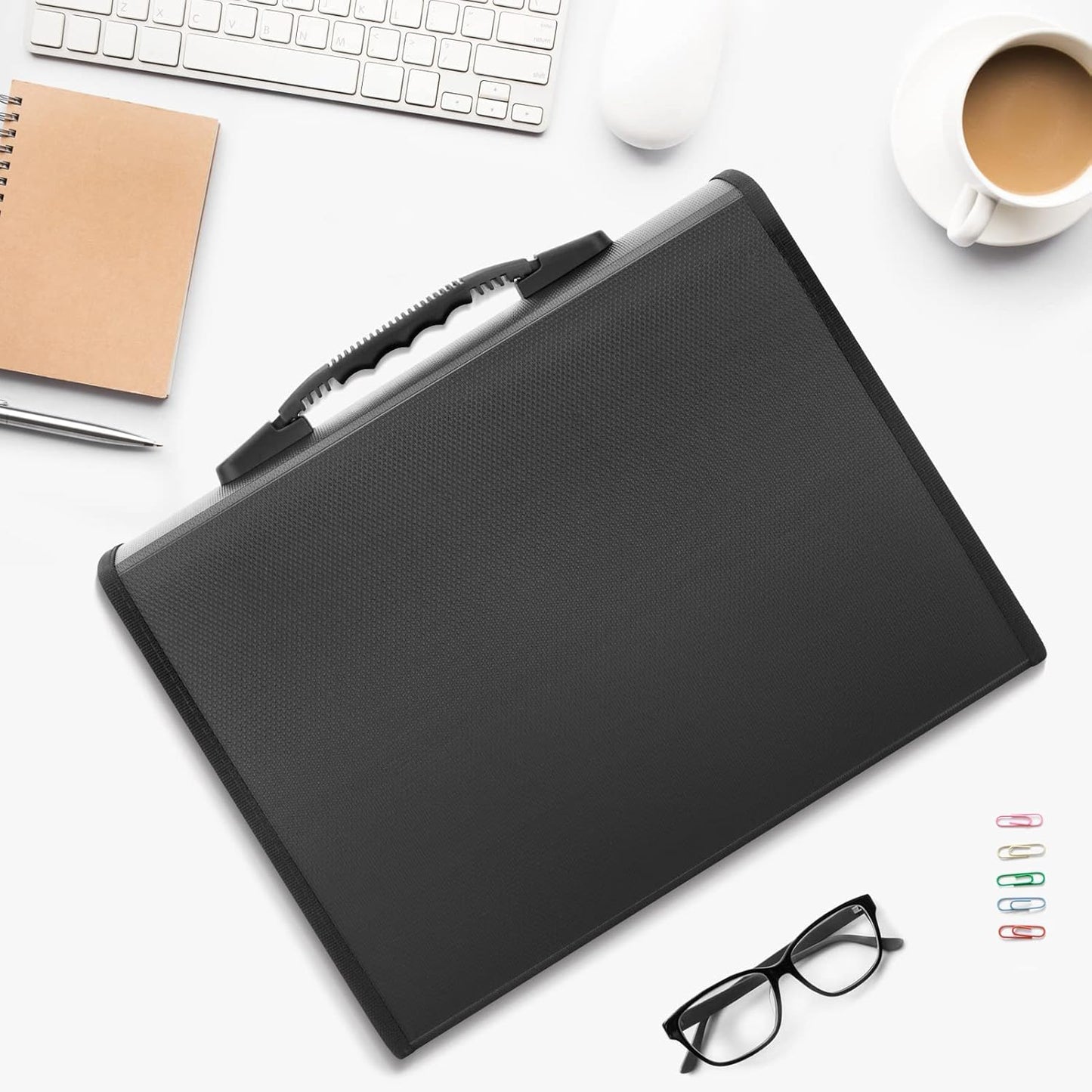 Uquelic 26 Pockets Expanding File Folder - Accordion Savor Document Organizer Folio Upgraded Durable Buckle, Base with Ergonomic Portable Handle/Large Legal Size Expandable File Organizer