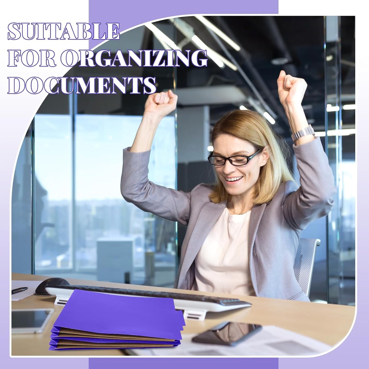 36 Pcs Classification Folders Letter Size, 2 Pocket Dividers Pressboard File Folder with Fasteners, Expanding File Organizer Bulk for Teachers, Clergy, Office, Church, Christmas (Purple)