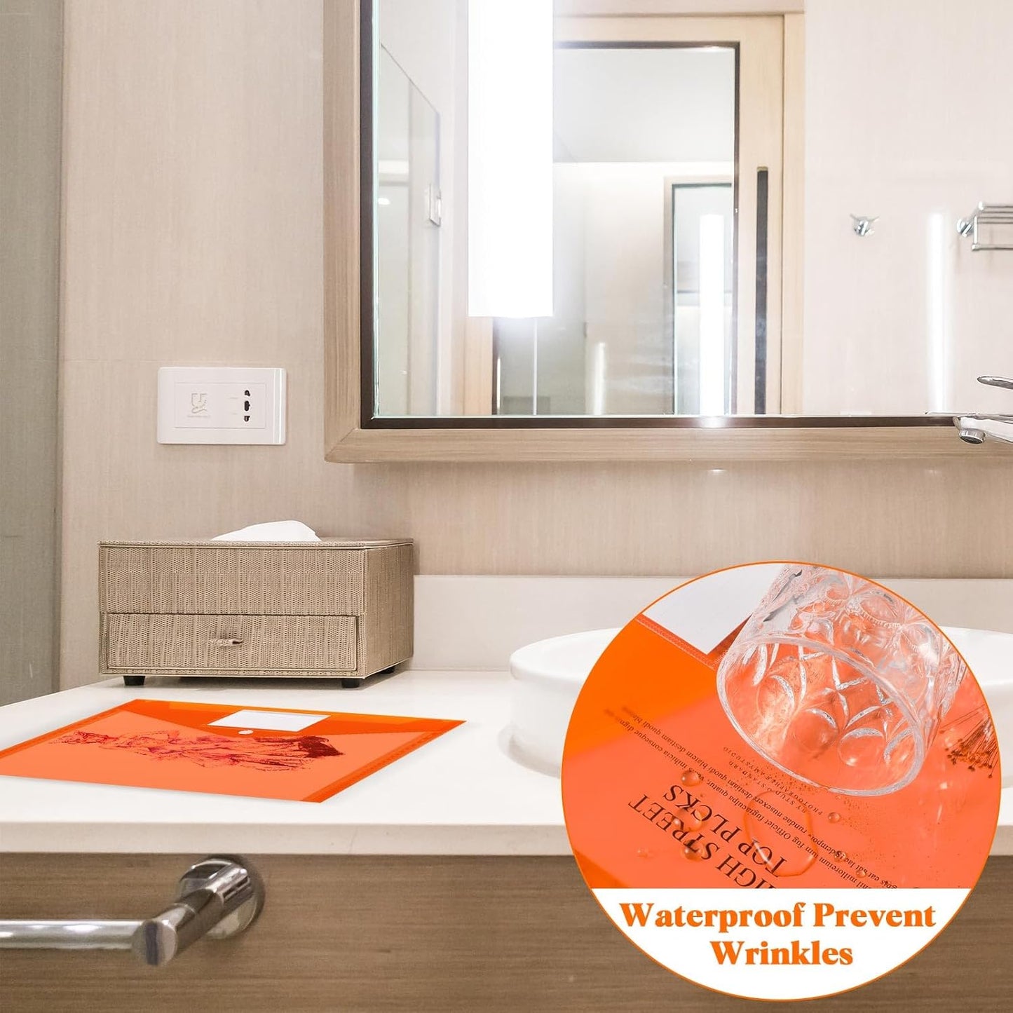 Lincia 24 Pcs Plastic Envelopes A4 Size Poly Envelopes File Folders Work Document Holder Office Paper Plastic File Organizer with Label Pocket Snap Button Home Bag for School(Clear Orange)