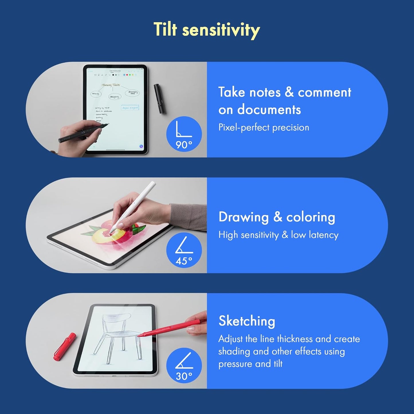 LAMY Safari Note+ All Black iPad Pen - Stylus Pen with Palm Rejection, tilt Sensitivity & Ergonomic Grip - Compatible with Various iPad Models & Generations - up to 10 Hours Battery Life