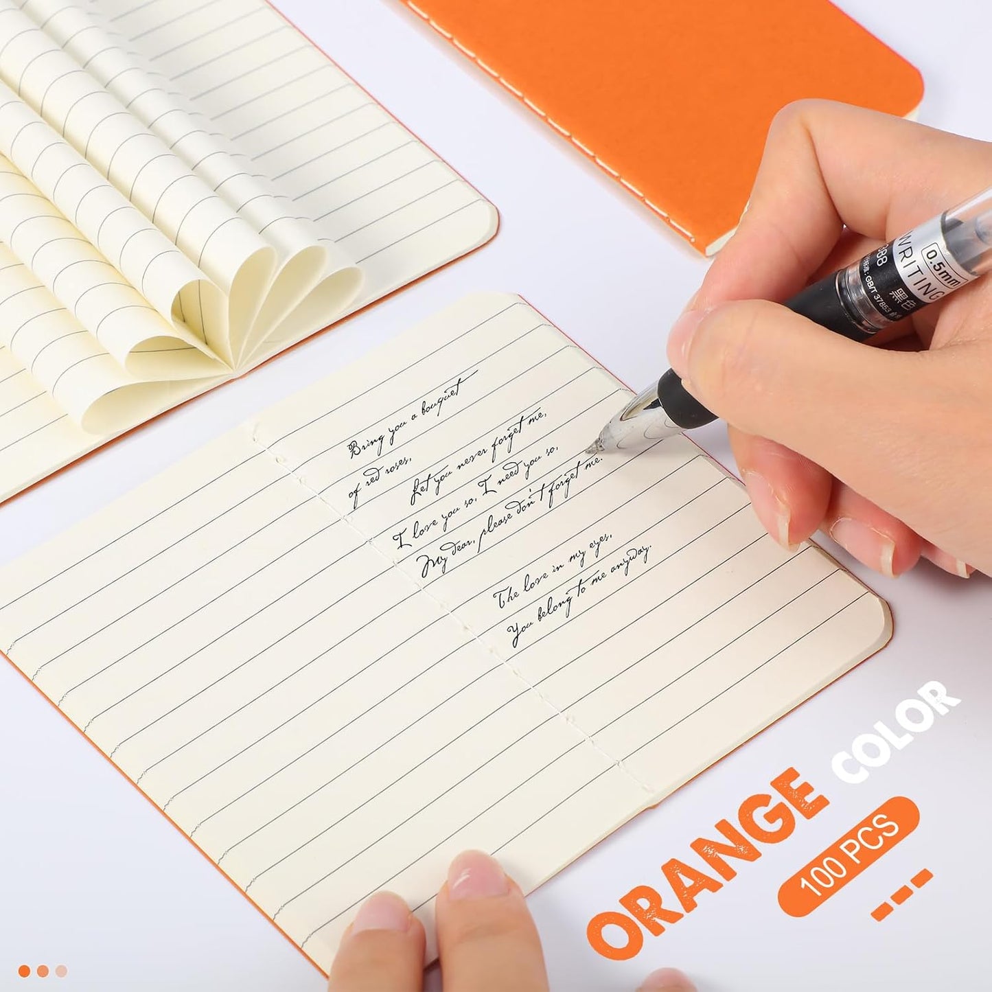 Harloon 100 Pcs Mini Notebooks Bulk Small Pocket Notepads Blank Lined Wallet Memos Journals for Students Employee Traveler Classroom Office Supplies, 4 x 2.5 Inches(Orange)