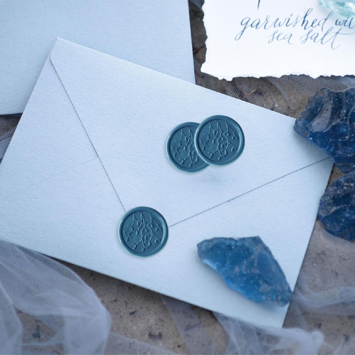 UNIQOOO Jewel Tone Sapphires Teal Blue Glue Gun Sealing Wax Sticks for Wax Seal Stamp - Great for Wedding Invitations, Cards Envelopes, Snail Mails, Wine Packages, Christmas Gift Ideas, Pack of 8