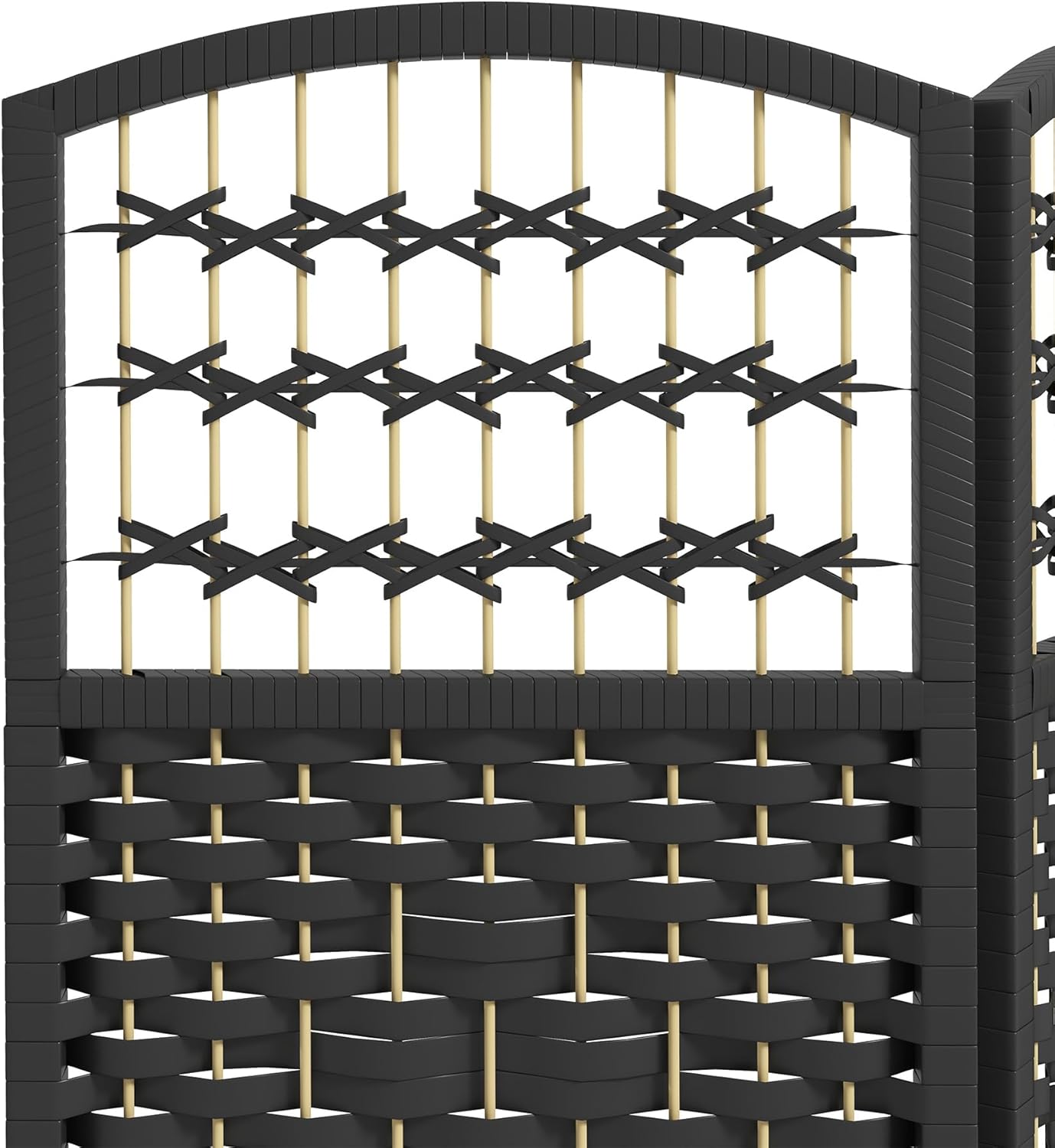 HOMCOM 6 Panel Room Divider, Folding Privacy Screen, 5.6' Room Separator, Wave Fiber Freestanding Partition Wall Divider, Black