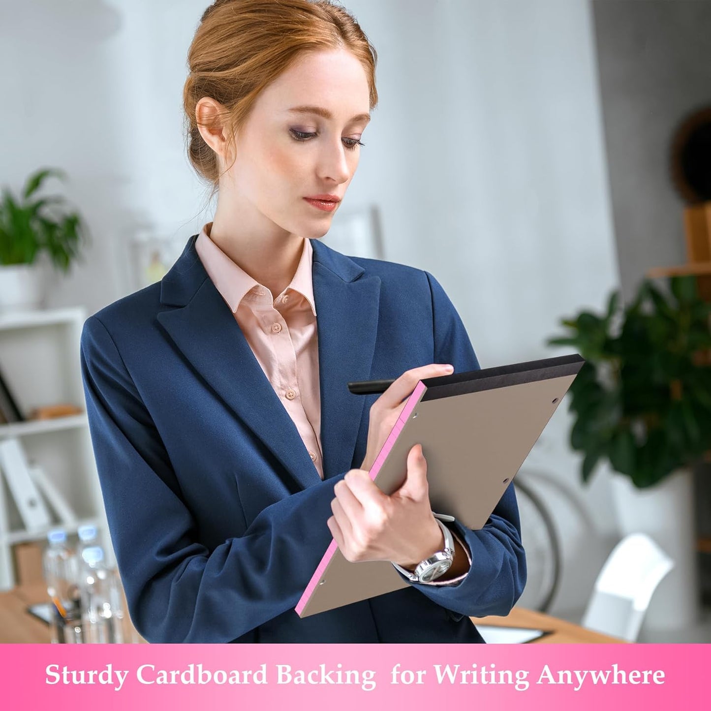 HAUTOCO 2 Pack 8.5 x 11 Legal Pads Pink Wide Ruled Notepads Perforated Writing Pads, 30 Sheets Per Notepad, 3-Hole Punched Paper, Writing Note Pads for School, Home, Office, Business