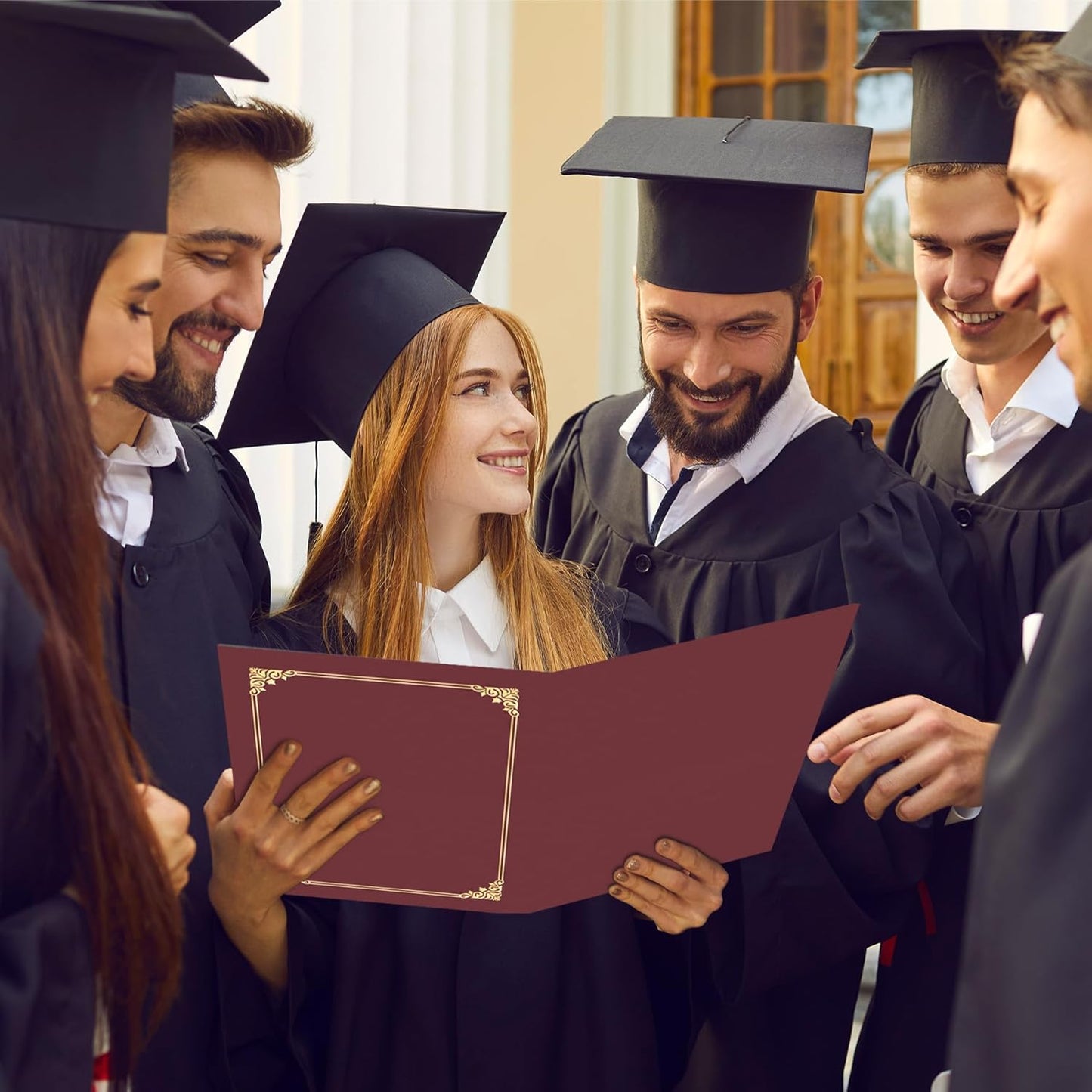 HAUTOCO 30 Packs Certificate Holders, Burgundy Diploma Holders, Document Award Covers Certificate Folders with Gold Foil Border for 8.5x11 Letter Size