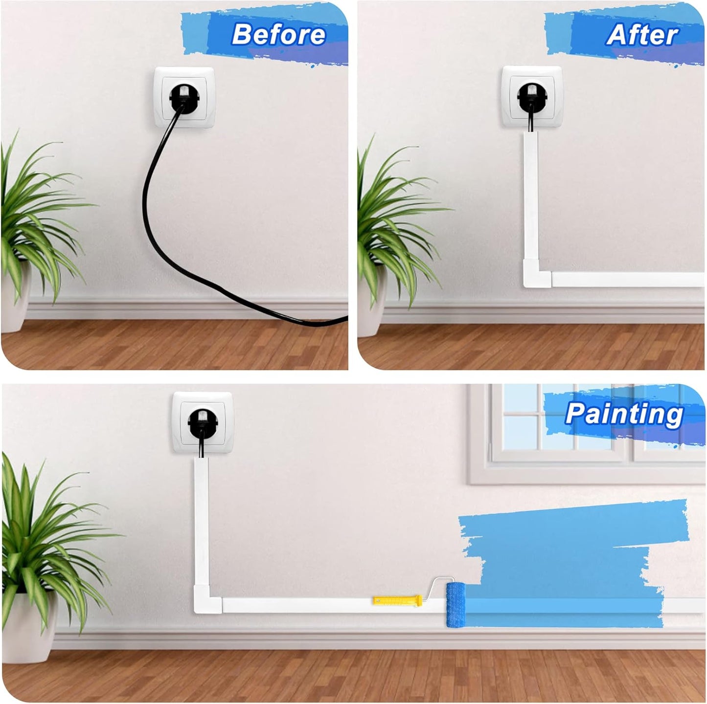 Cable Covers for Cords on Wall-392.5in Wire Hider for TV on Wall, White Cable Concealer, 25 x L15.7in W0.95H 0.55in