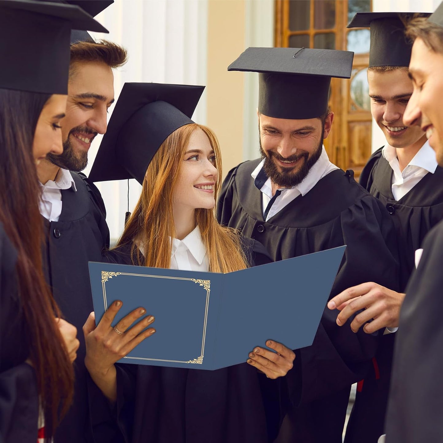 HAUTOCO 10 Pack Certificate Holders, Navy Blue Diploma Holders, Document Award Covers Certificate Folders with Gold Foil Border for 8.5x11 Letter Size