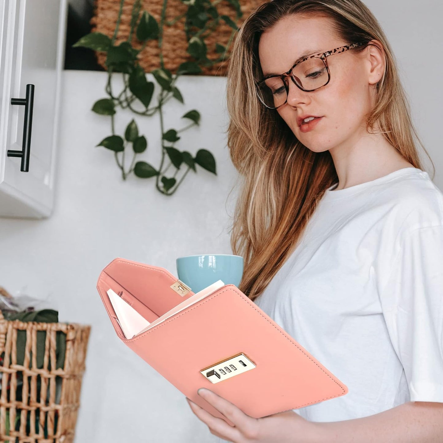 CAGIE Diary with Lock for Women, Full Wrap-around Privacy Journal Gifts for Girls, 120 GMS 224 Pages Thick Lined Notebook with Lock, 5.9 x 7.9 Inch