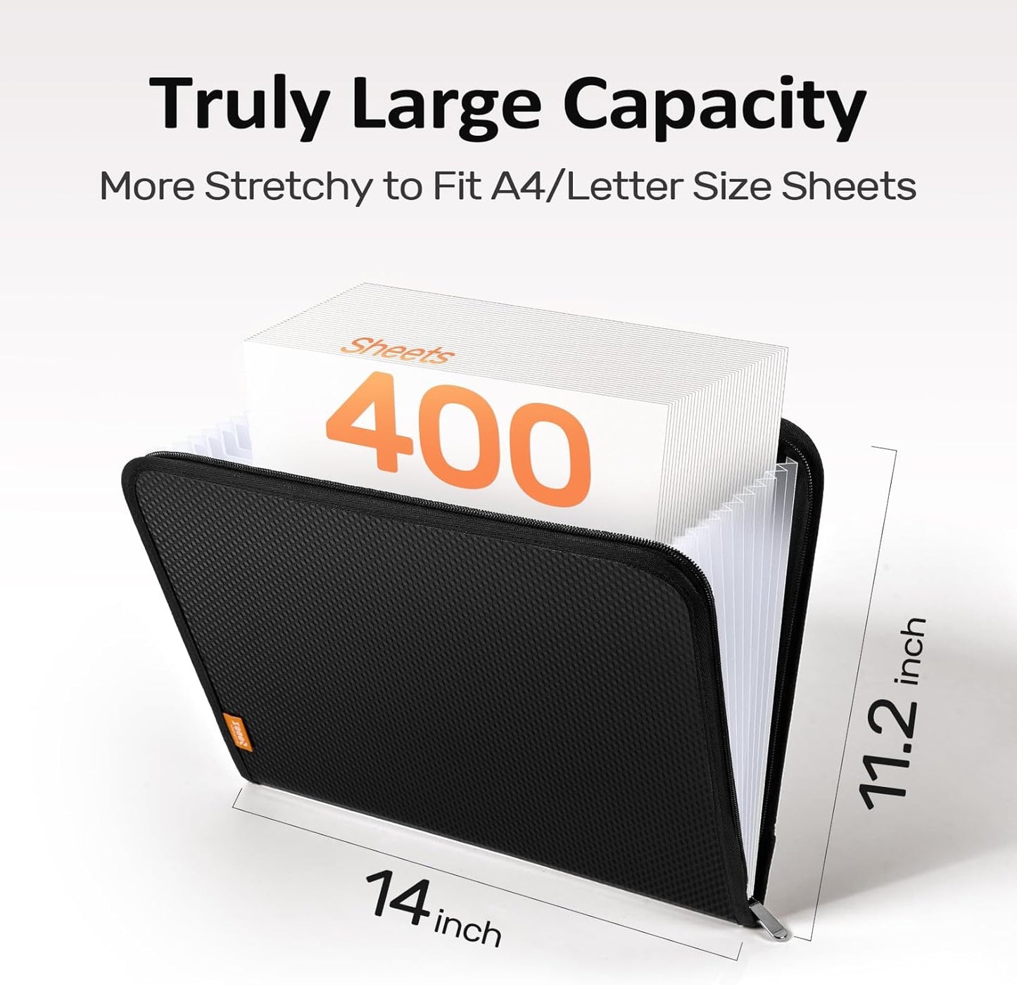 Sooez 13 Pocket Accordion File Organizer, Zipper Expanding File Folder Organizer, Reinforced Plastic Accordion Folder, A4 Letter Size, Portable Folders for Documents, Purple