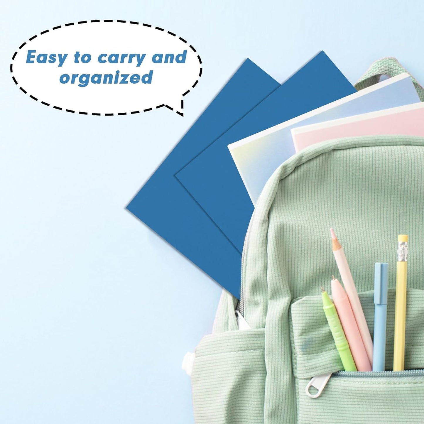 Two Pocket Folders, RAZCC 50 Pack 2 Pocket Folders Fit Letter Size Paper, Paper Folders with Pockets for School Office Business Home, Navy Blue