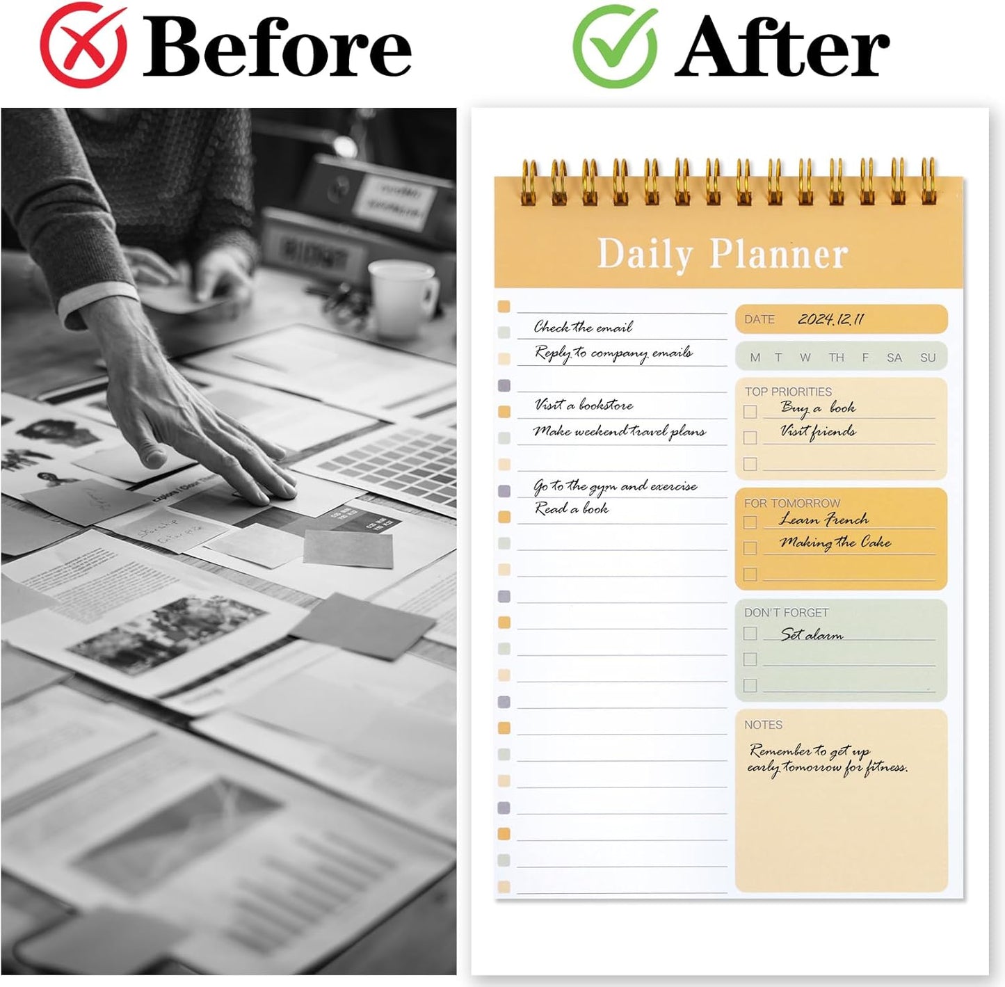 LABUK 10 Pack Daily To Do List Notebook 5" x 8" Daily Planner 30 Sheets Spiral to Do List Notebook for Classroom Office Plan Work Schedule Checklist