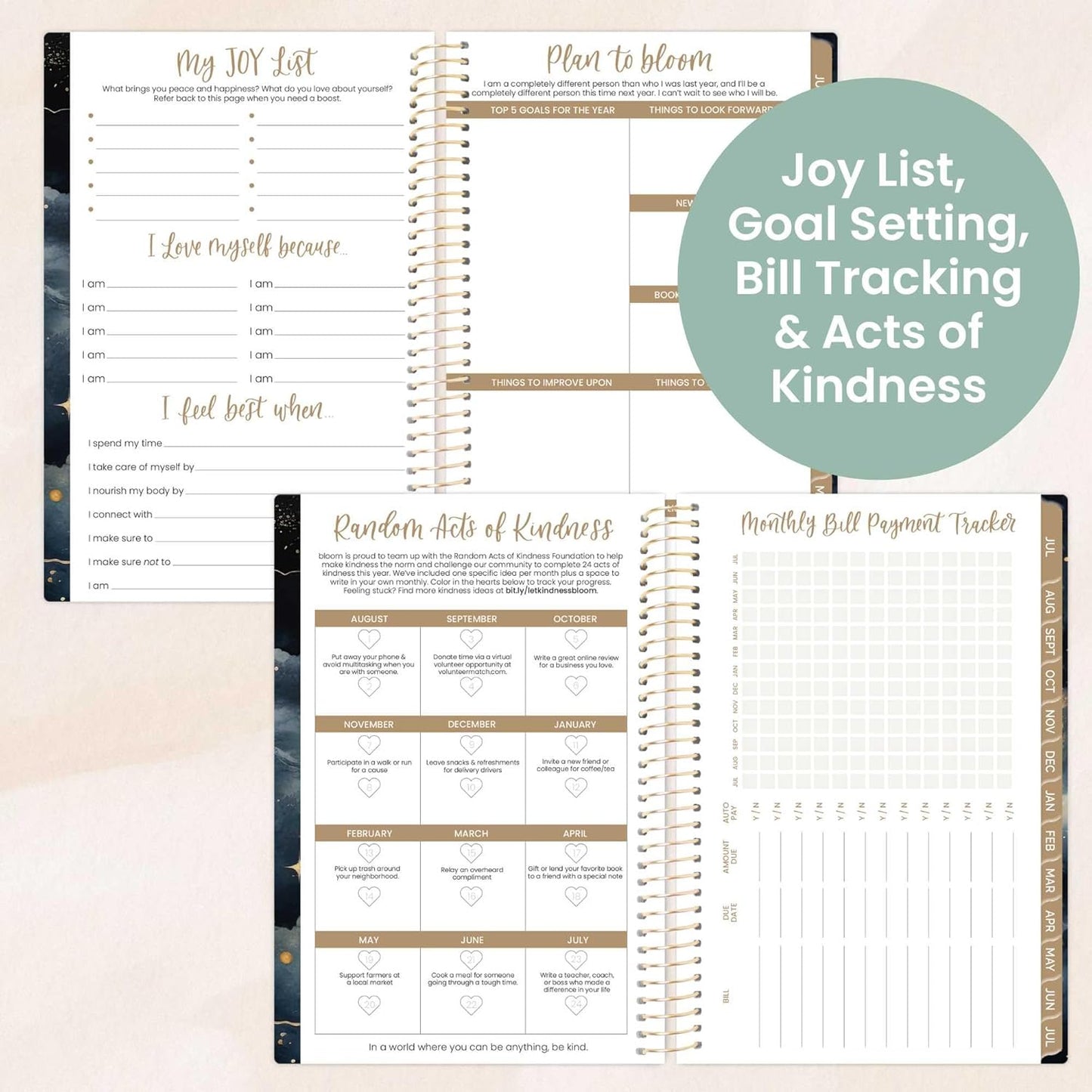 bloom daily planners 2025-2026 Academic Year Pocket Planner (July 2025 - July 2026) - 4” x 6” MINI Weekly Monthly Agenda Organizer & Calendar Book - Midnight Sky