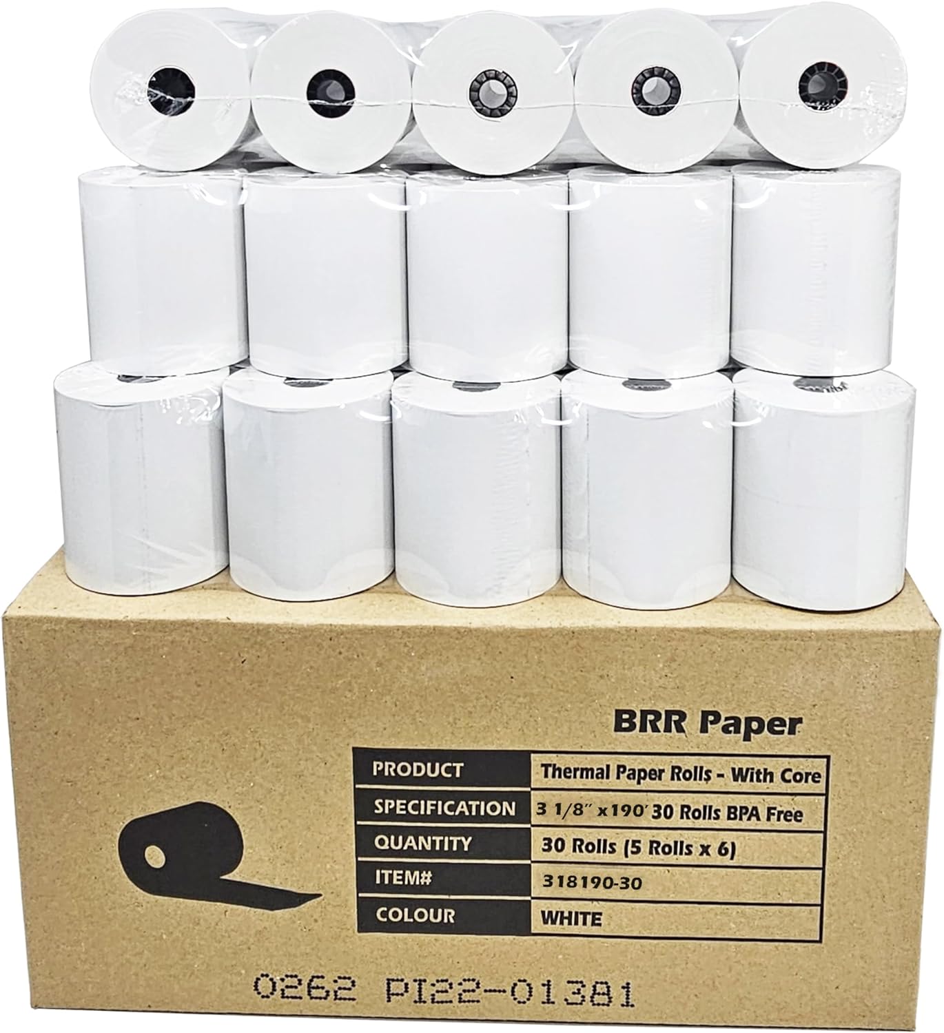 (30 Rolls) 3 1/8 x 190 Thermal Paper Rolls Compatible with Clover Stations, Square Stations and Most Receipt Printers