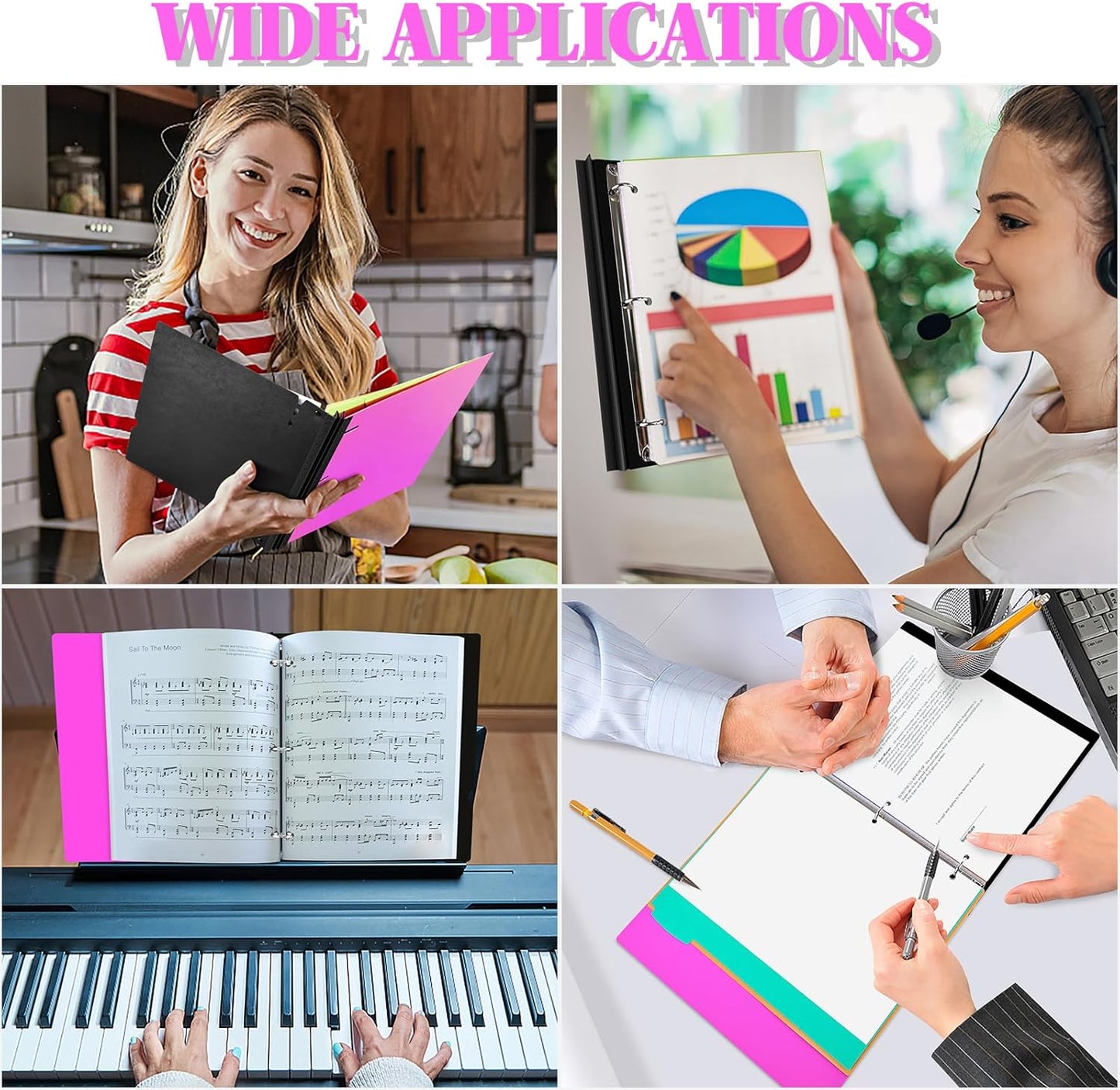 INFUN Telescoping 3 Ring Binder, Portable Plastic 0.75 inch 3 Ring Binder with Telescoping Spine and Foldable Front Cover Holds 8.5" x 11" Paper for School,Office and Homes-Pink