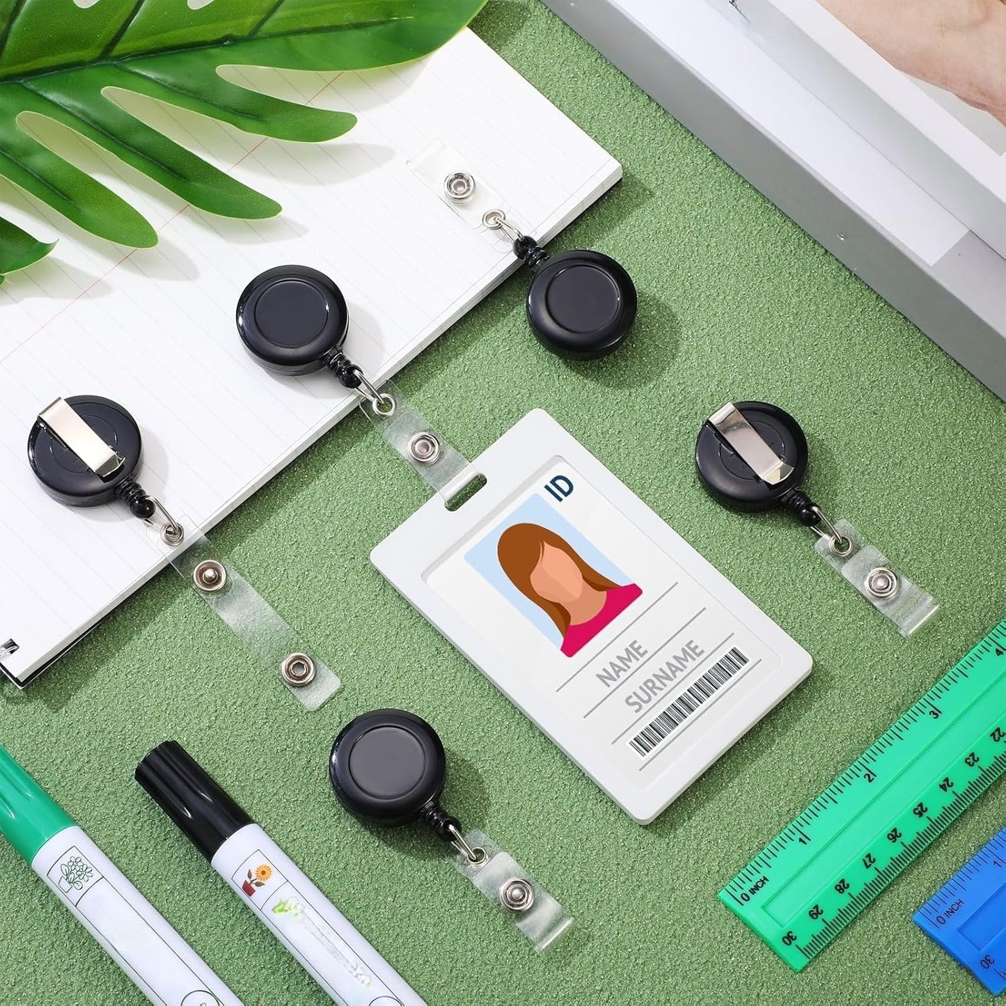 Handepo 300 Pcs Retractable Badge Reels Bulk, Black Retractable Badge Clip ID Holder Key Ring Clip for Office Students Teachers Doctor Nurse Employees Name ID Card Holder Key Card