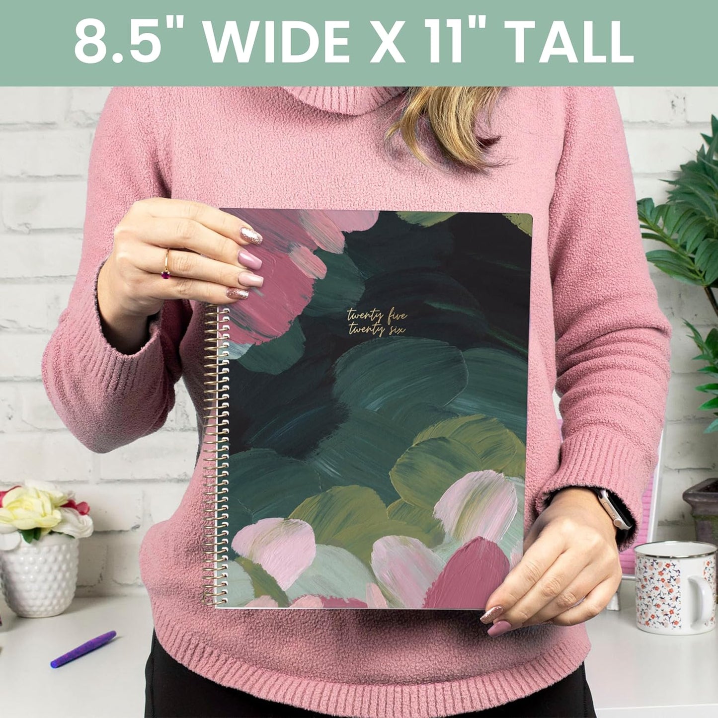 bloom daily planners 2025-2026 (8.5" x 11") Academic Year Day Planner (July 2025 - July 2026) - Weekly & Monthly Dated Agenda Organizer with Stickers & Tabs - Emerald Paint Strokes