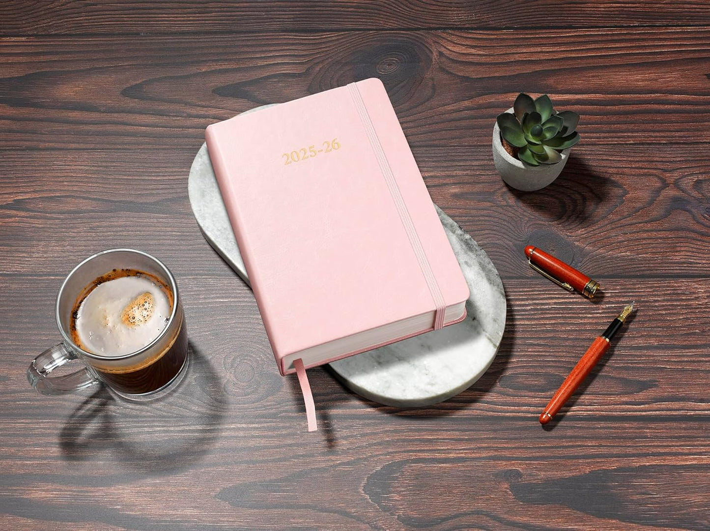 Wykeham's Executive 2025-26 Daily Journal Planner – Customization Available – Mid-Year Academic Diary (Rose, 8.5"×5.5")