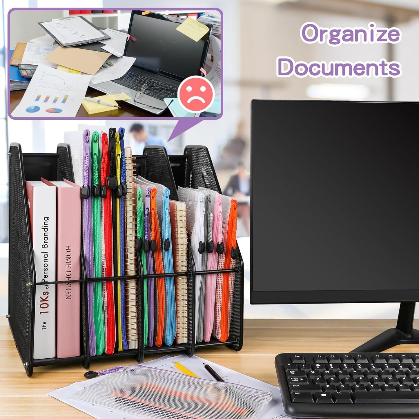 Umriox Zipper Pouch, 13.0x9.0 in (Black, 36 Packs), Zipper Pouches for Organizing, Clear Zipper Pouches for Office Supplies