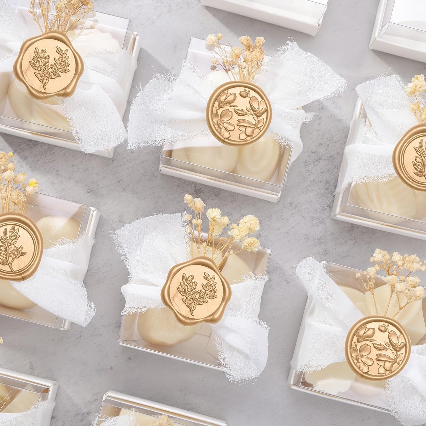 UNIQOOO Wax Seal Stickers - (3 Designs in 1 Pack) Wedding Invitation Envelope Seal Stickers, 60 Pcs Self-Adhesive Stickers, Perfect for Invitation, Christmas, Gift Wrapping (Light Gold)