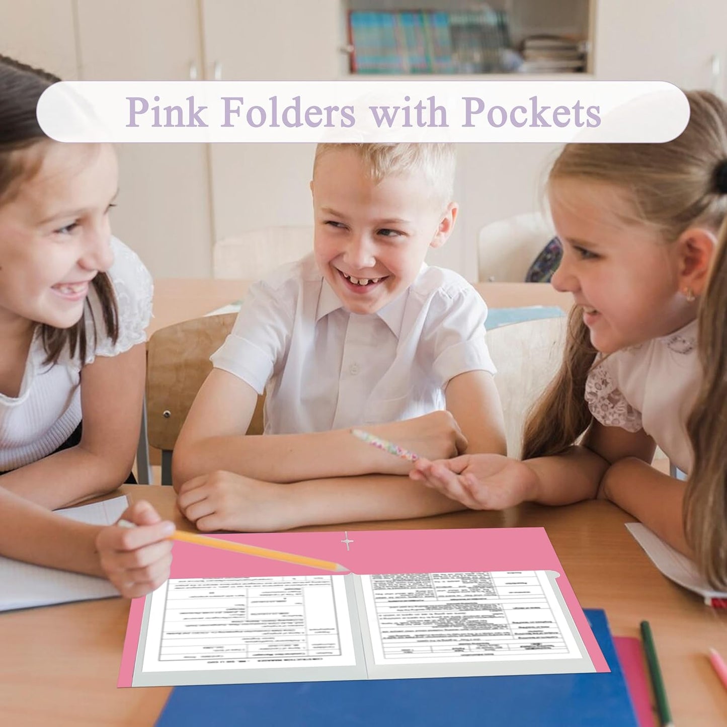 Zzrywuty File Folders with Pockets Letter Size, 50-Pack Paper Folders with Card Slot, Two Pocket Folders for School Students, Businessmen, Home and Office Workers(Pink)