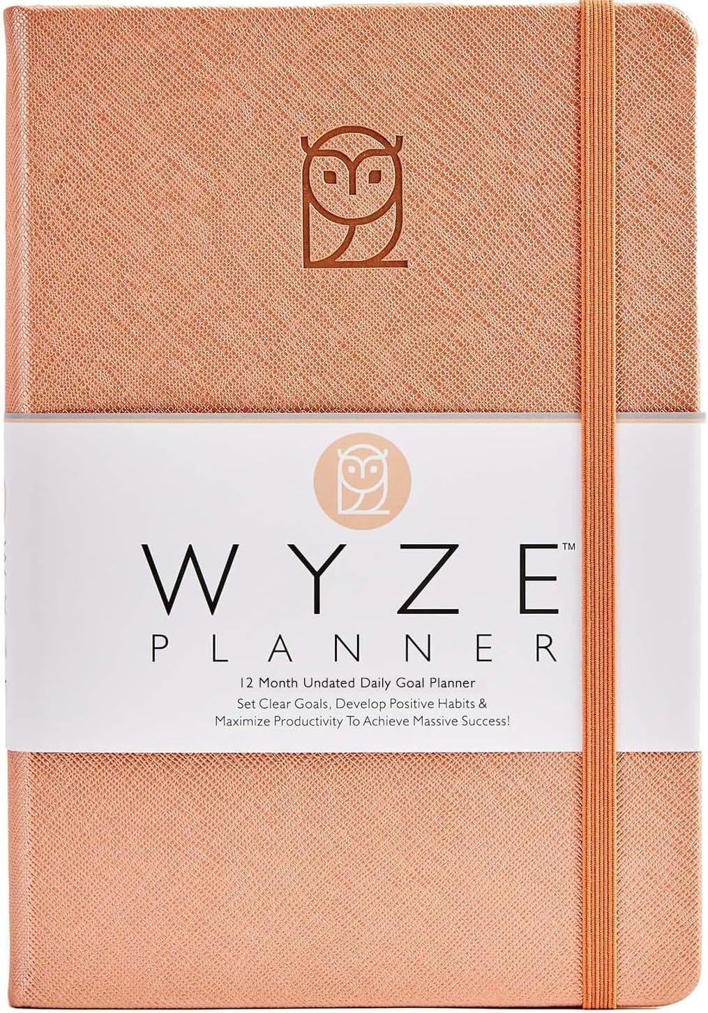 Undated Daily Planner – 1-Year B5 Productivity Organizer with Two-Page Weekly Spread, Goal Setting, Habit Tracker, Weekly & Monthly Pages – Hardcover Time Management Notebook (Rose Gold)