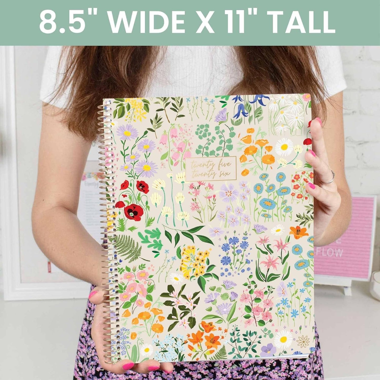 bloom daily planners 2025-2026 (8.5" x 11") Academic Year Day Planner (July 2025 - July 2026) - Weekly & Monthly Dated Agenda Organizer with Stickers & Tabs - Garden Party, Beige