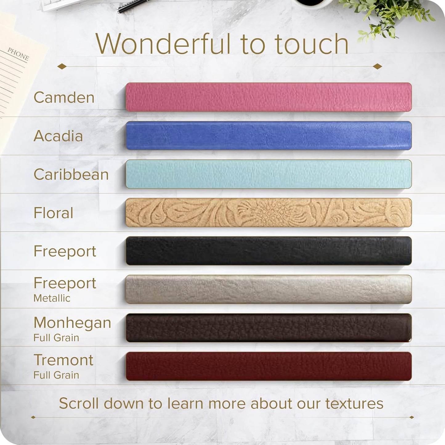 Gallery Leather Academic Planner 2025, Teacher and Student Weekly Monthly Planner, Elegantly Bound Calendar with Gold-Gilded Page Edges, 18 Months - Acadia Hope - 9 x 7 "