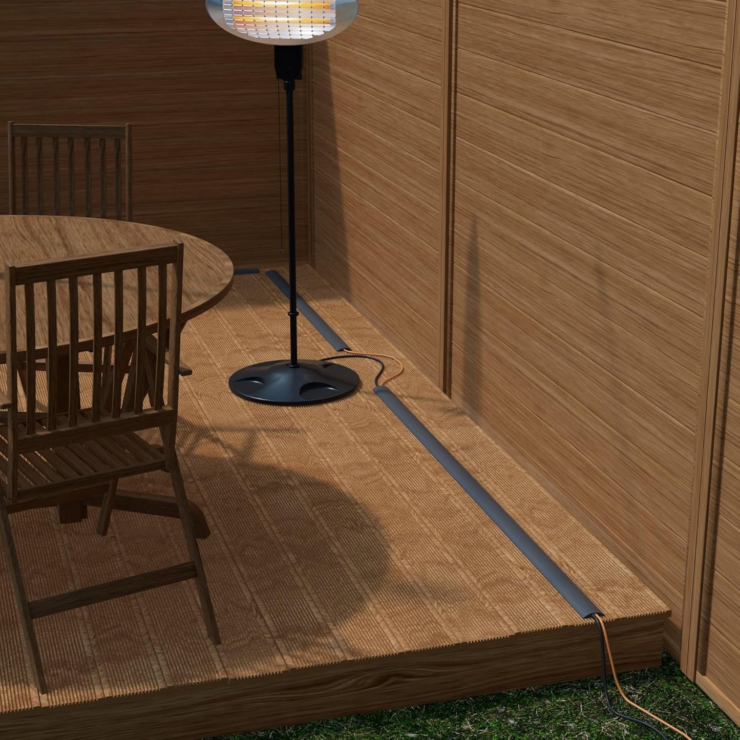 D-Line 30ft Floor Cord Cover, Floor Cable Protector, Extension Cord Cover, Protect Wires & Prevent Cable Trips, Cable Management Solution - Cord Cavity = 0.63" (W) x 0.31" (H) - Gray