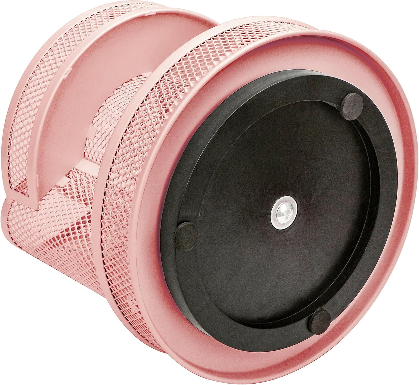 Annova Mesh Desk Organizer Rotate with 5 Compartments Round Spinning Tidy Candy/Pen Holder Desk Accessories Office, Art Supply, Storage, Classroom, Home (Light Pink)